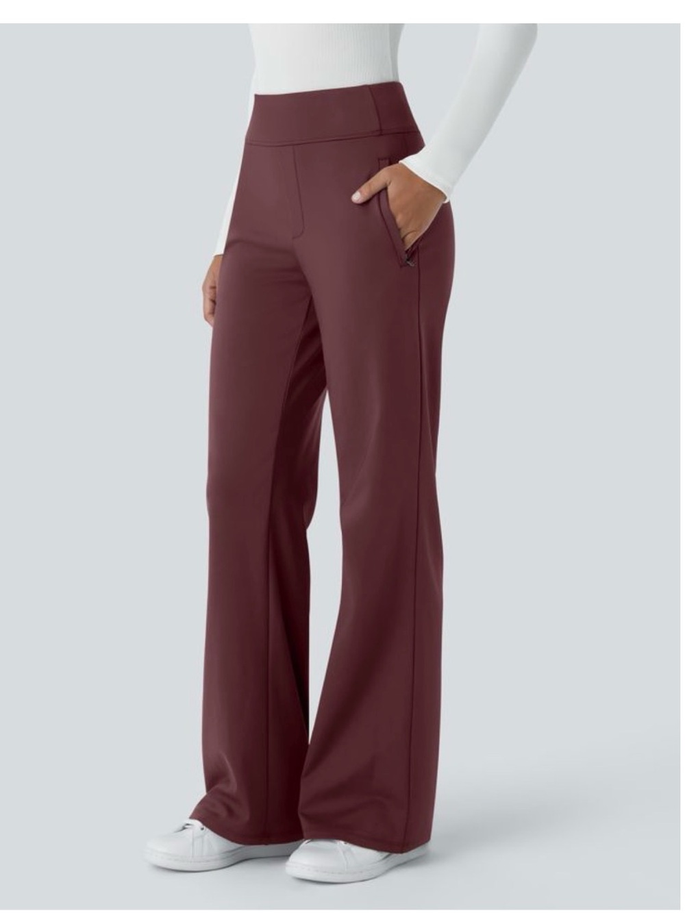 Halara DayStretch High Waisted Pockets Red Mahogany Casual Pants Size XXL